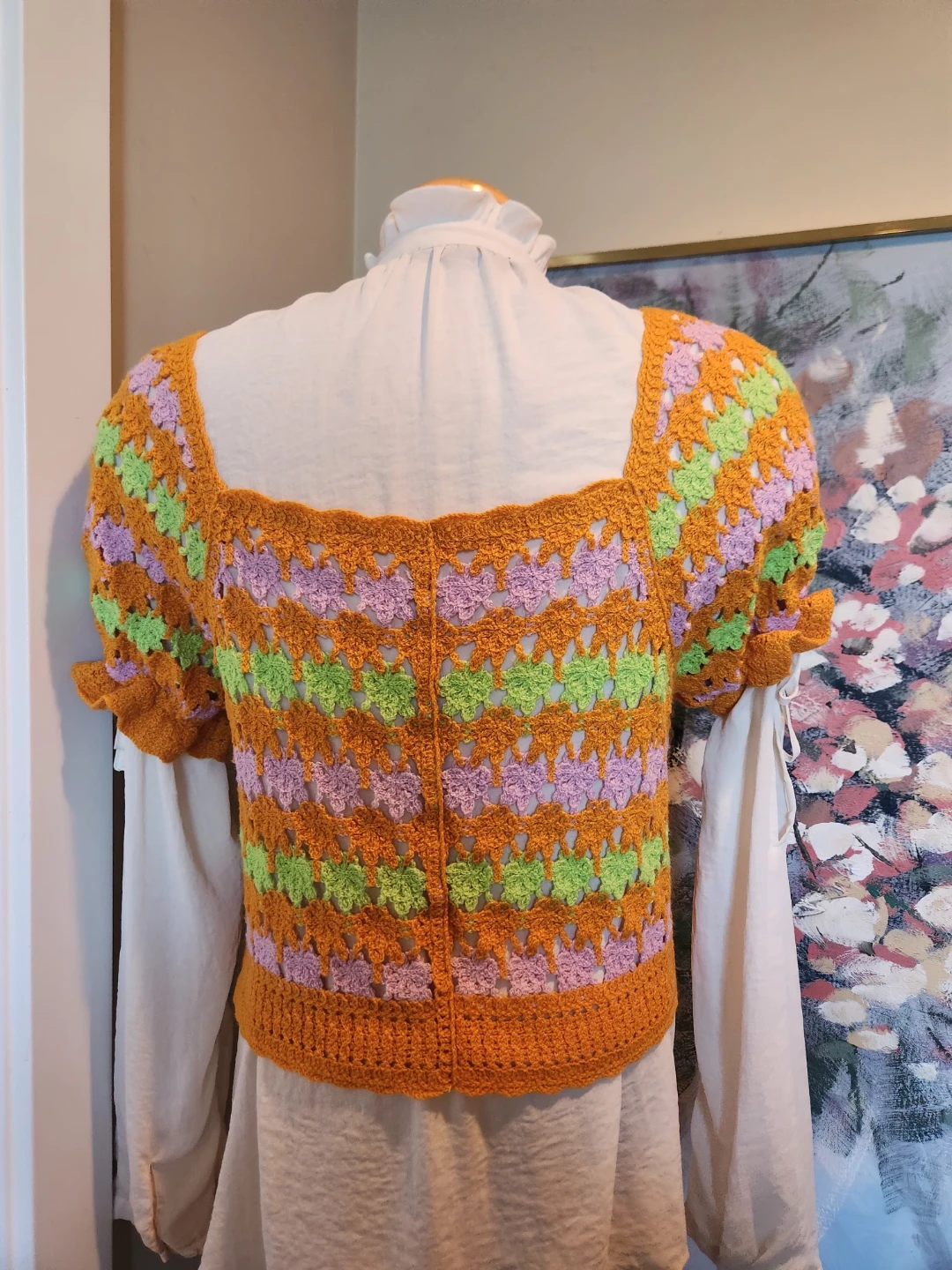 FESTIVAL WARE ALERT Crocheted Square Neck Button-Up Top - photo 3