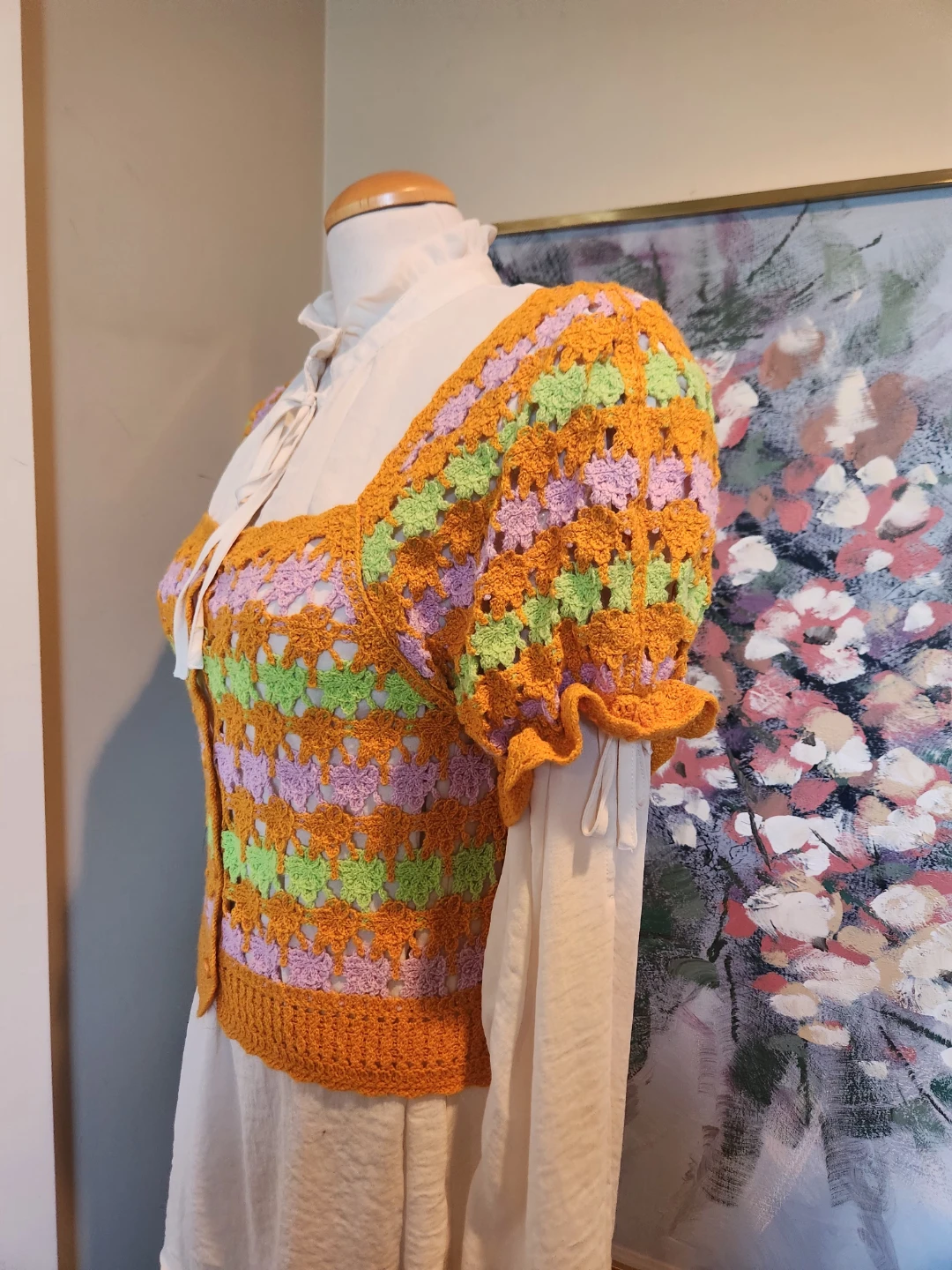 FESTIVAL WARE ALERT Crocheted Square Neck Button-Up Top - photo 4