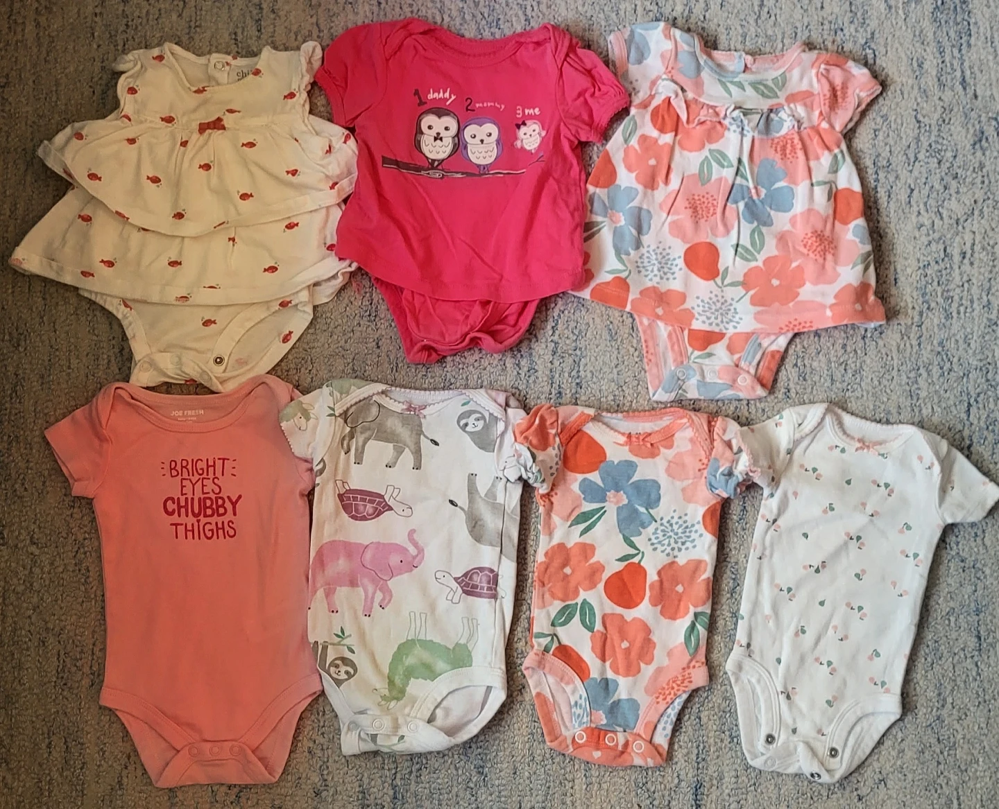 Baby Girls short sleeves Bodysuits. 0-3 months