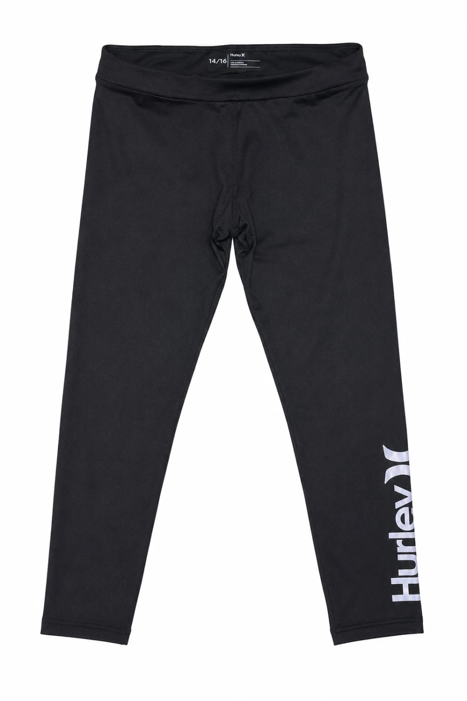 Hurley Girls 3/4 Length Black Leggings Size 14/16 (Fits 12-14)