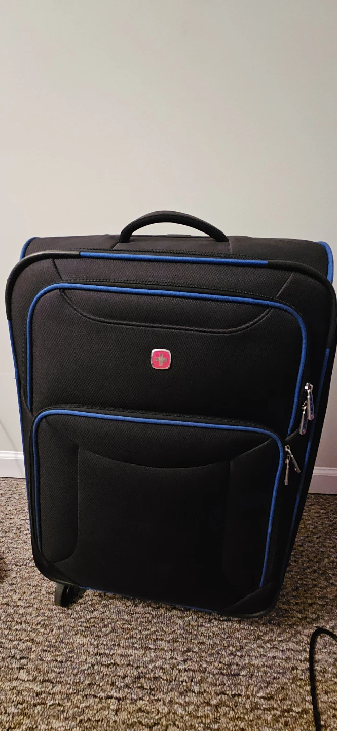 SWISSGEAR Black Rolling Luggage Suitcase with Blue Trim - photo 2