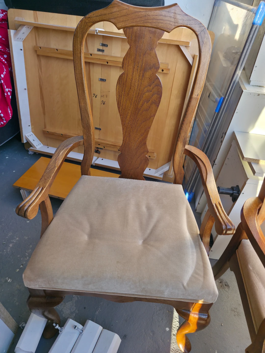 Wooden Armchair with Upholstered Seat