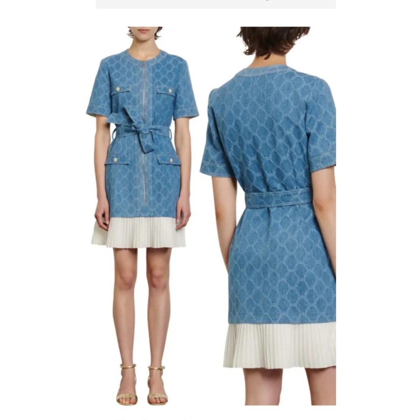 Sandro jacquard denim mini dress not comewith belt - photo 2