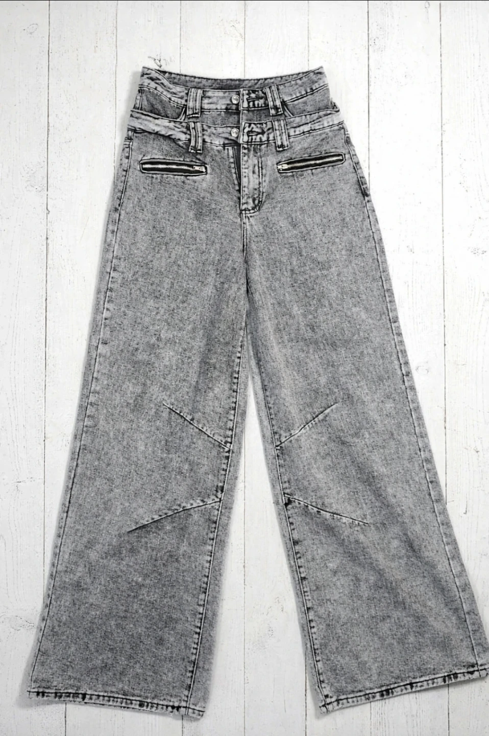 Womens Wide Leg Acid Wash Jeans - photo 2