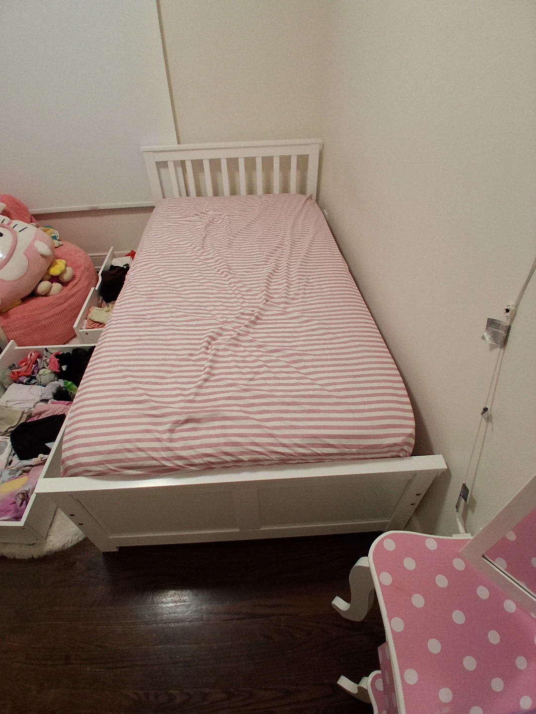 White Twin Bed Frame with Storage Drawers - photo 2