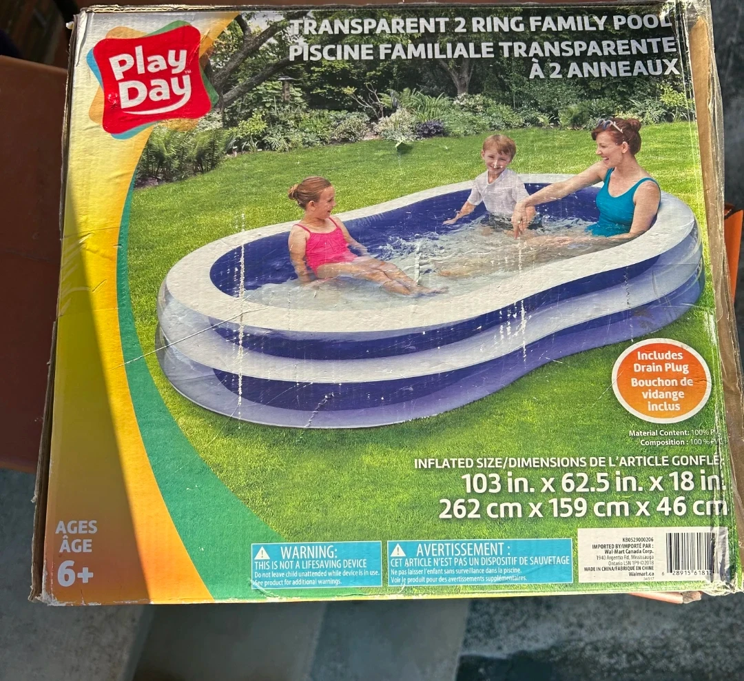 Play Day Transparent 2 Ring Family Pool