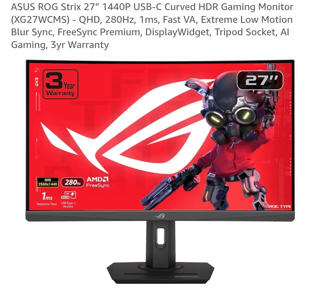 ASUS ROG Strix 27" 1440p Curved Gaming Monitor - photo 2