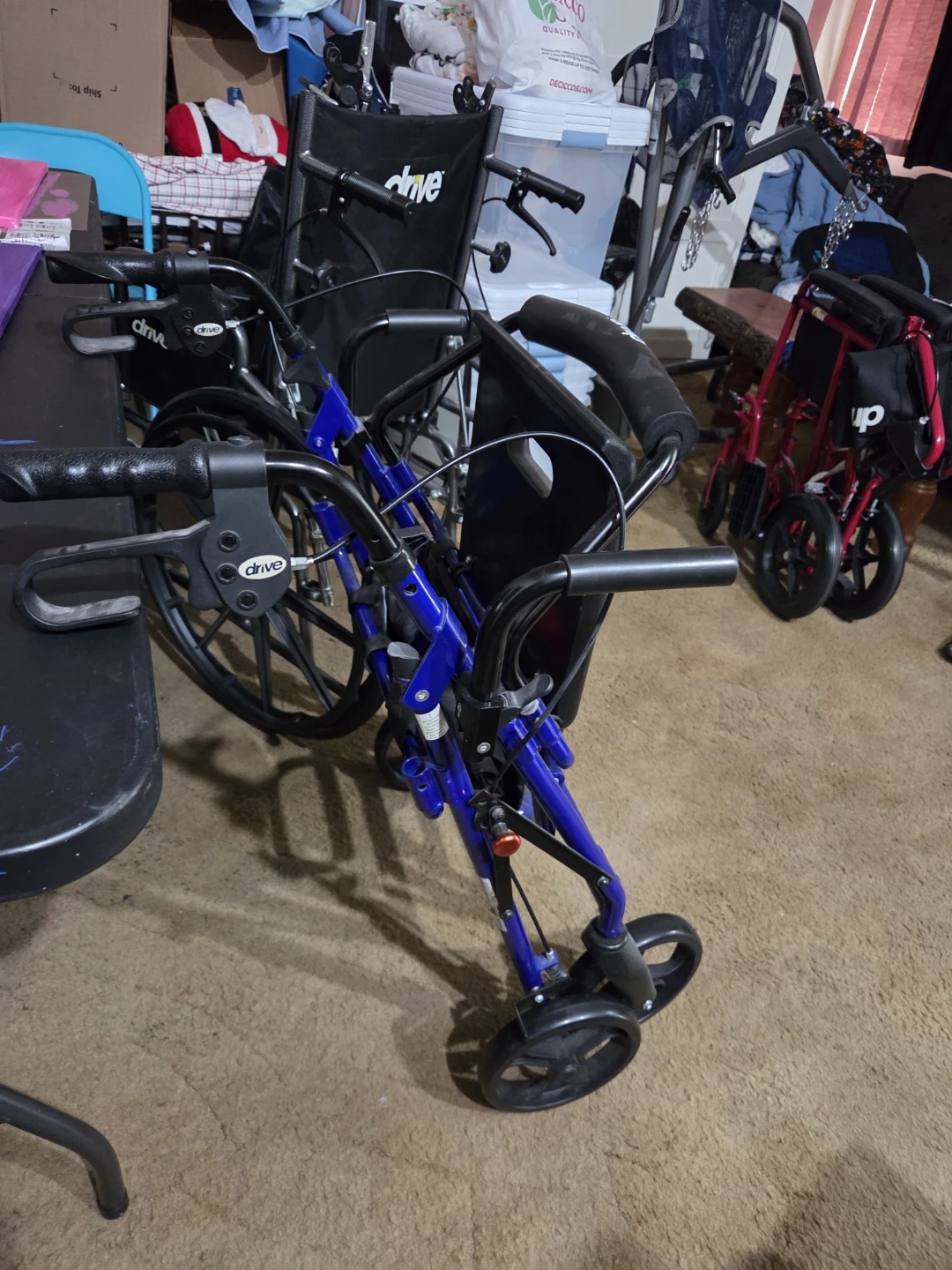 Drive Medical Blue Folding Walker with Seat