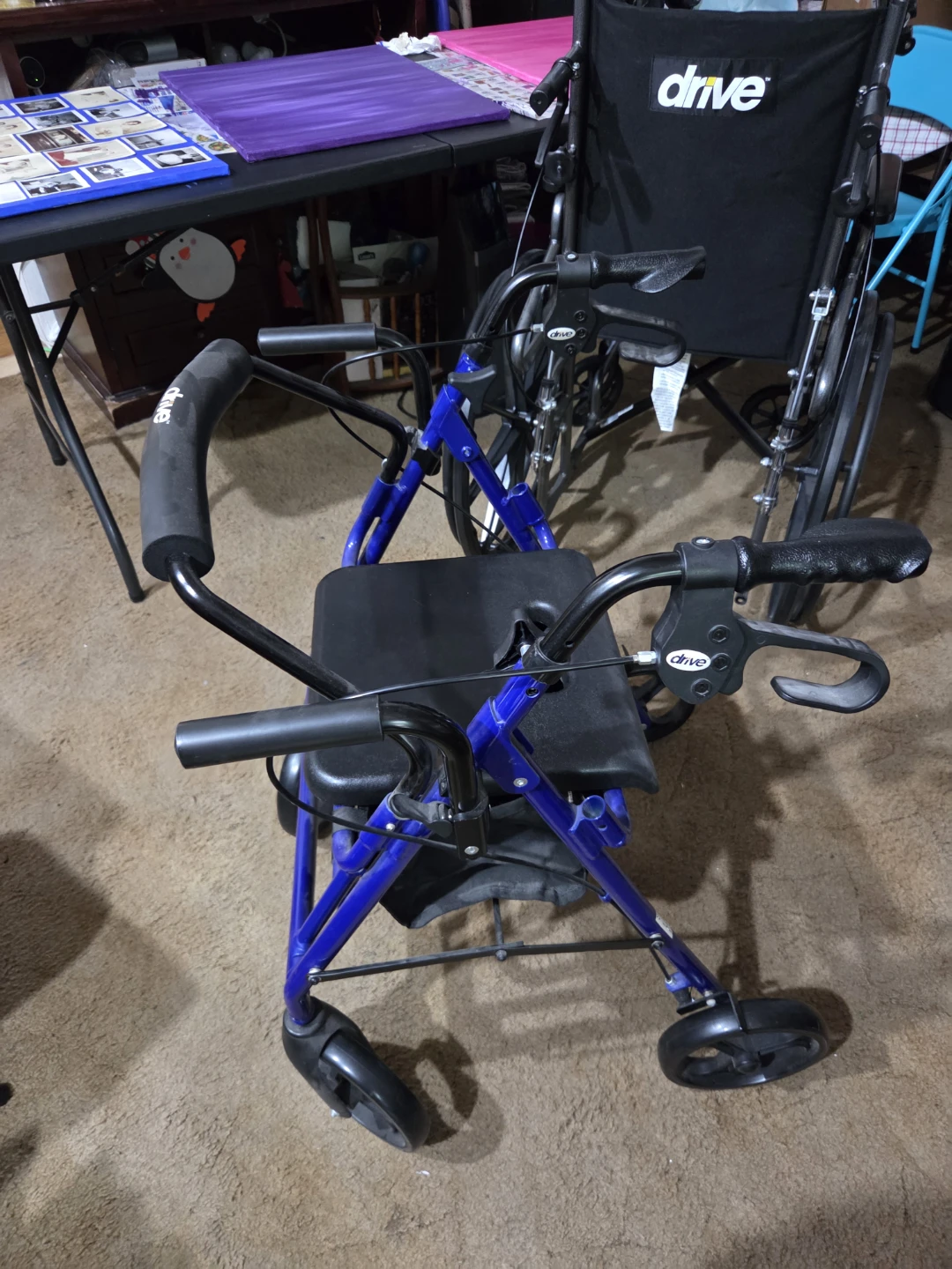Drive Medical Blue Folding Walker with Seat - photo 3