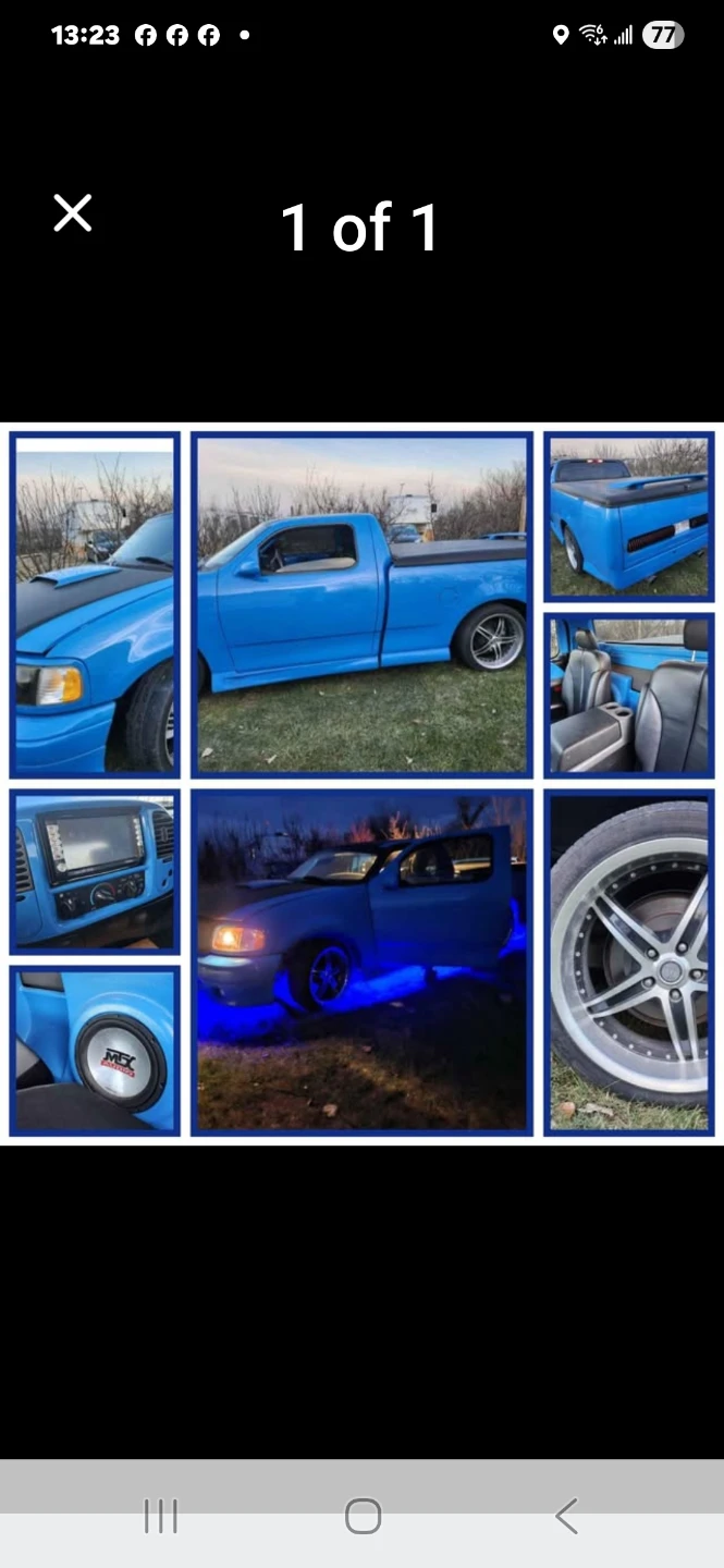 Blue Ford F-150 Custom Truck