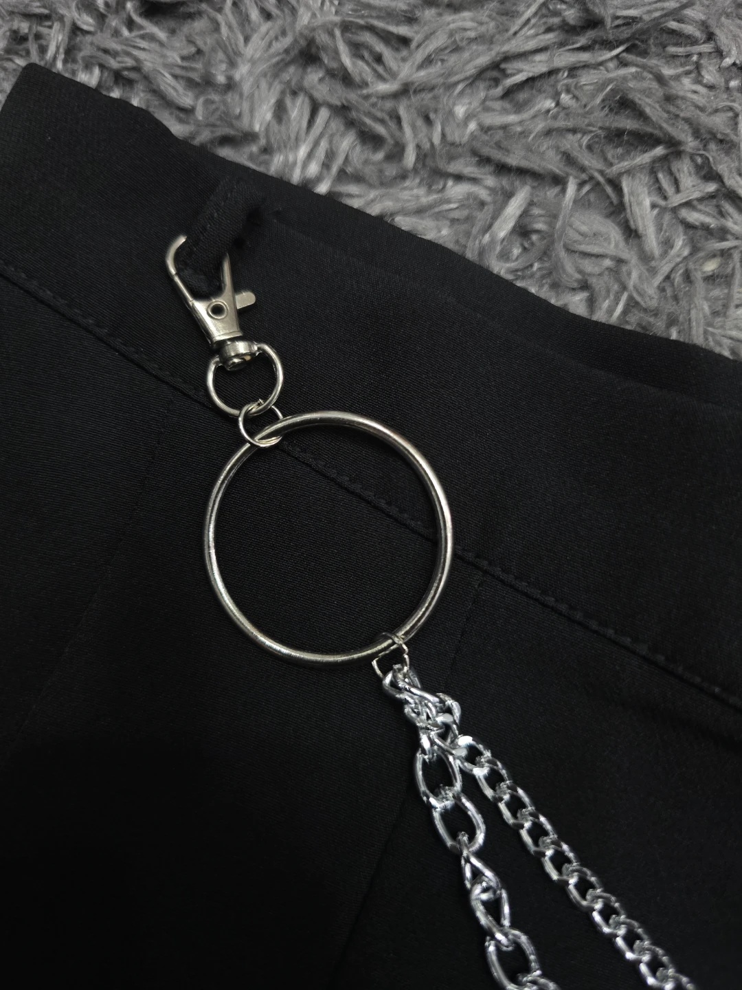 Black Pleated Skirt with Chain Detail, Grunge - photo 3
