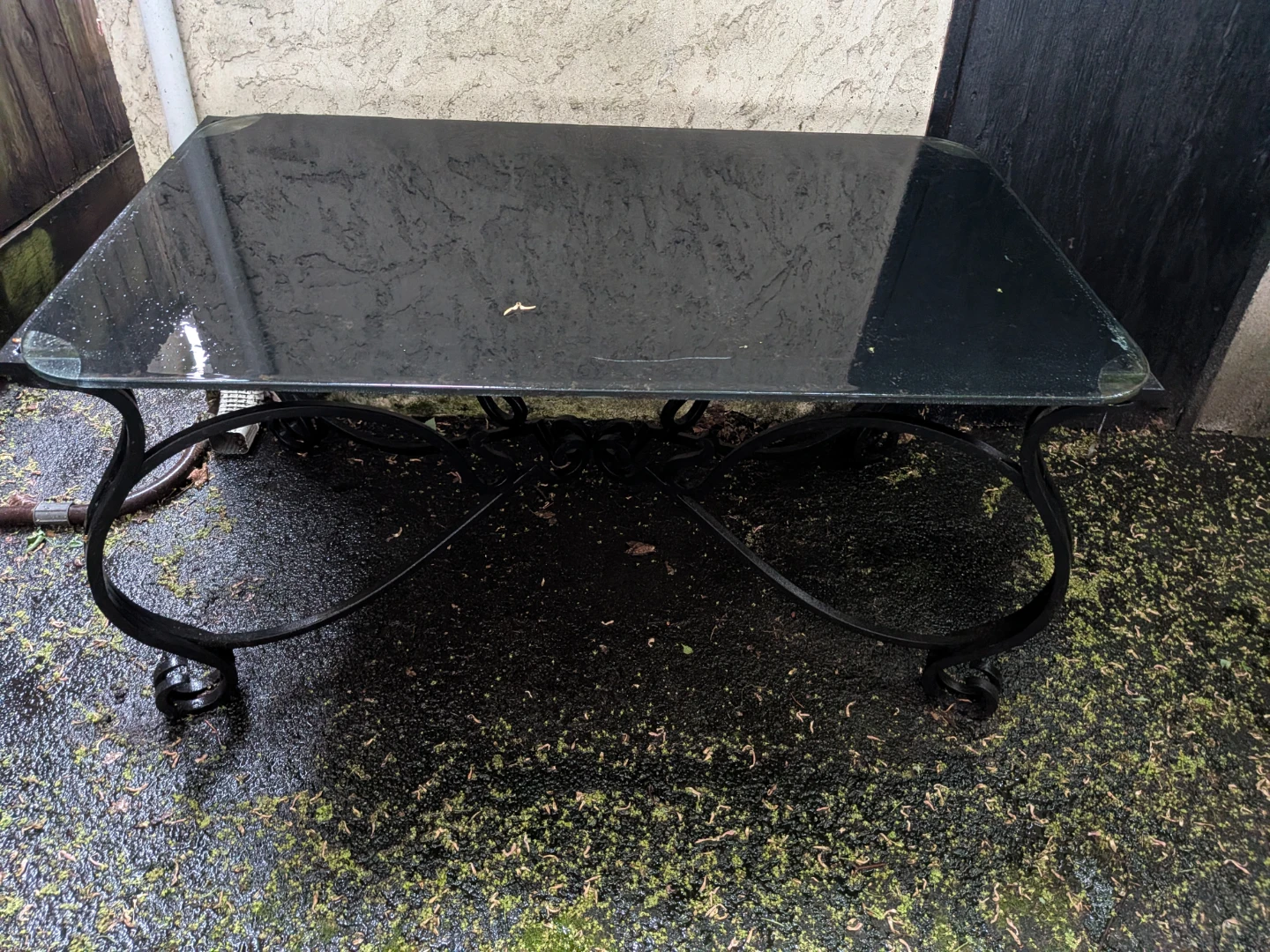 Paul Ferrante Black Glass & Wrought Iron Coffee Table - photo 2