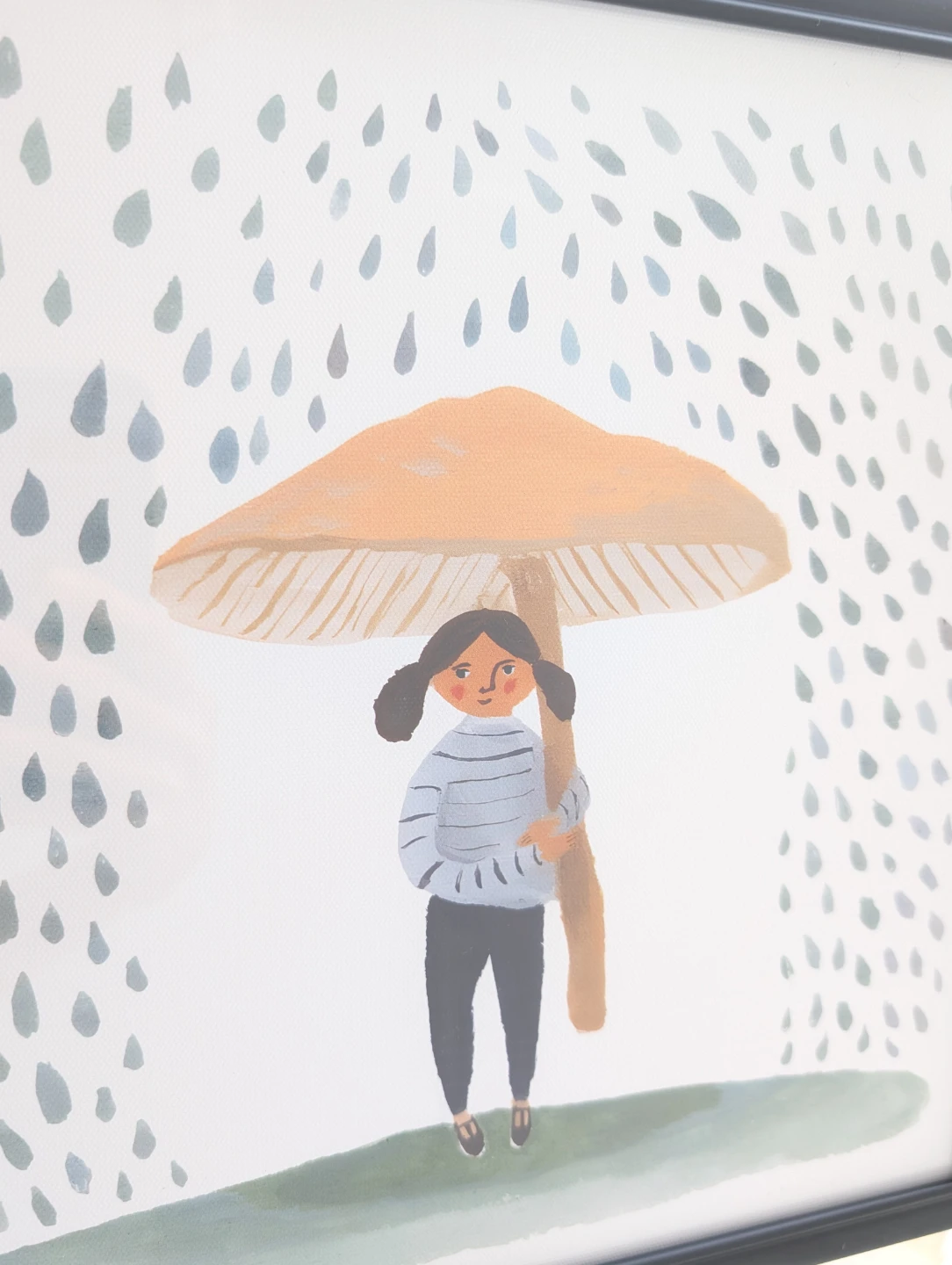 Framed Art Print of Girl with Mushroom Umbrella 30x30cm - photo 3