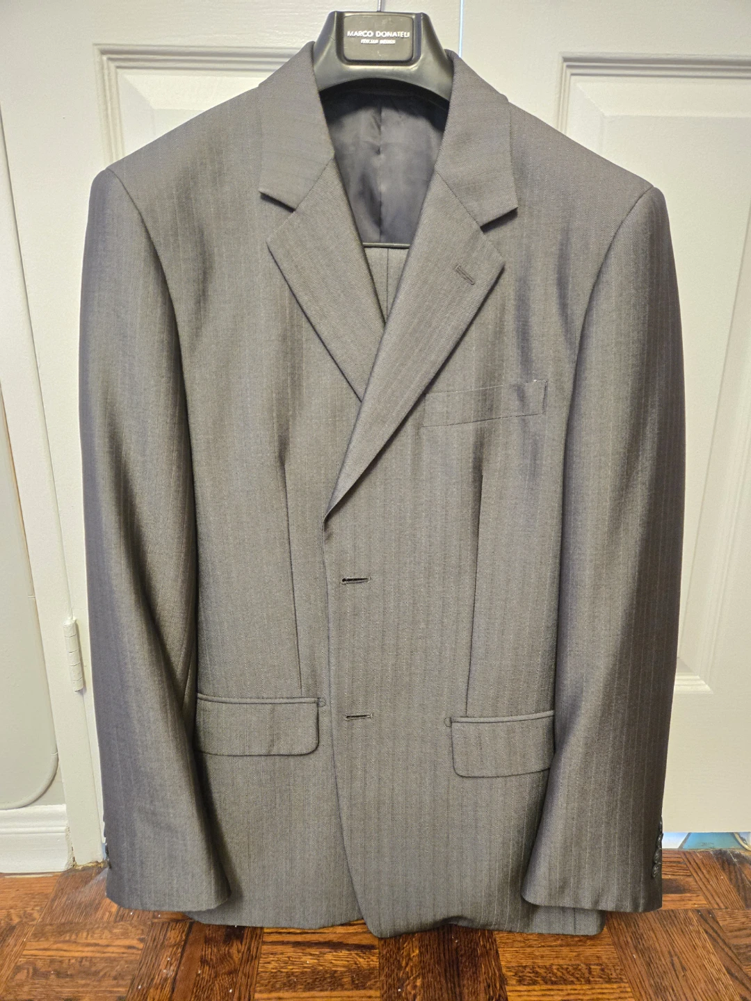 Men's Marco Donatelli Grey Pinstripe Suit - 40R