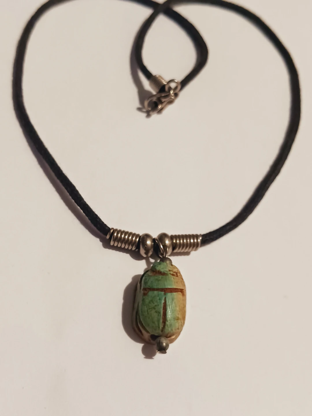 Egyptian Revival Scarab Beetle Pendant Necklace