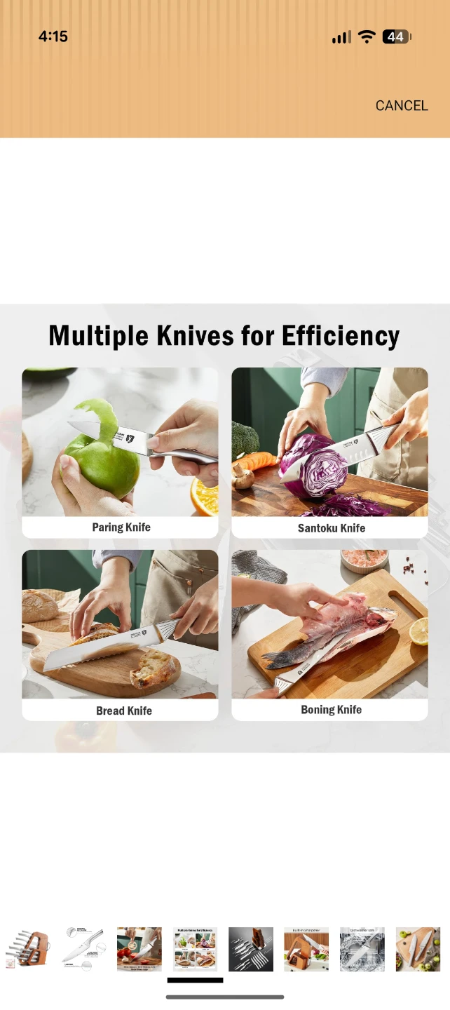 Kingstone 14-Piece Knife Block Set with Built-in Sharpener - photo 4