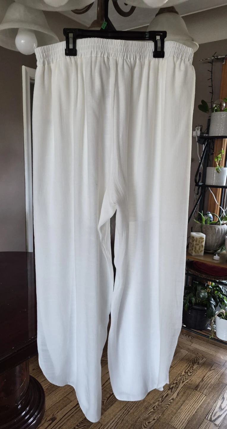 XL Off-White Wide Leg Gauze Pants - photo 4