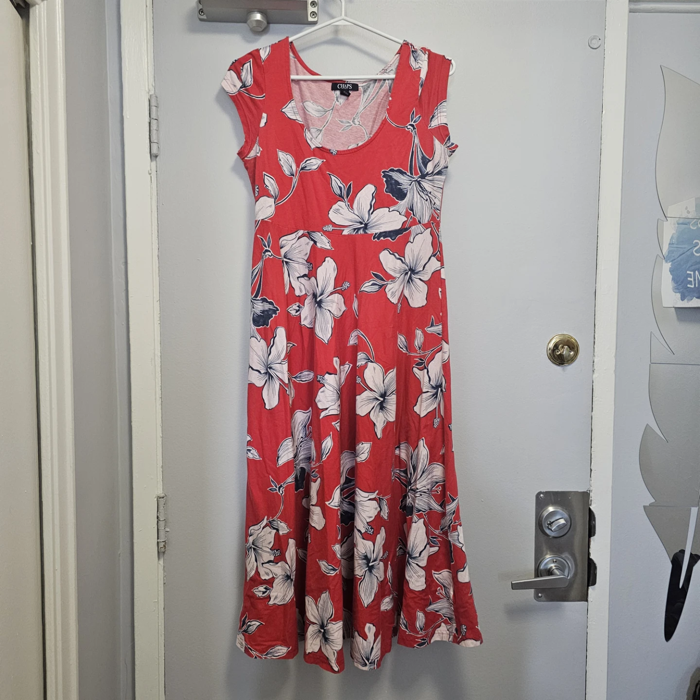 Chaps Red Floral Maxi Dress