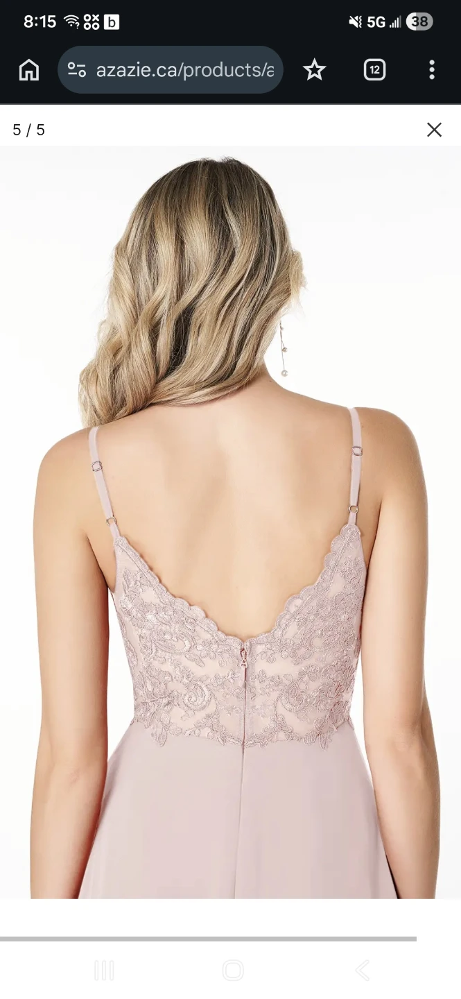Azazie Lilac Lace Appliqué Backless Maxi Dress