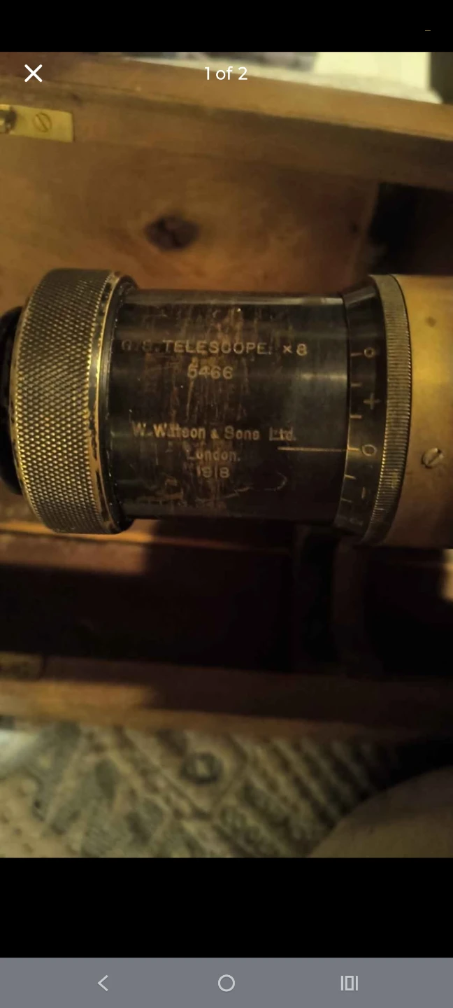 W. Watson & Sons Ltd. Telescope x8 in Wooden Case