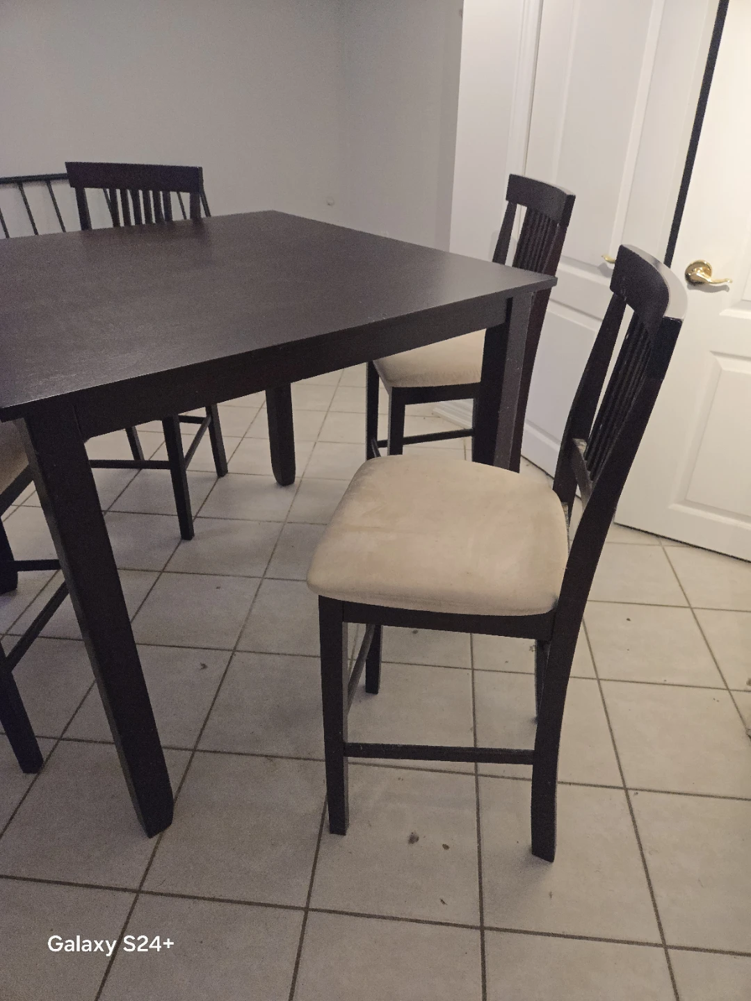 Dark Wood Counter Height Dining Set with 4 Chairs - photo 4