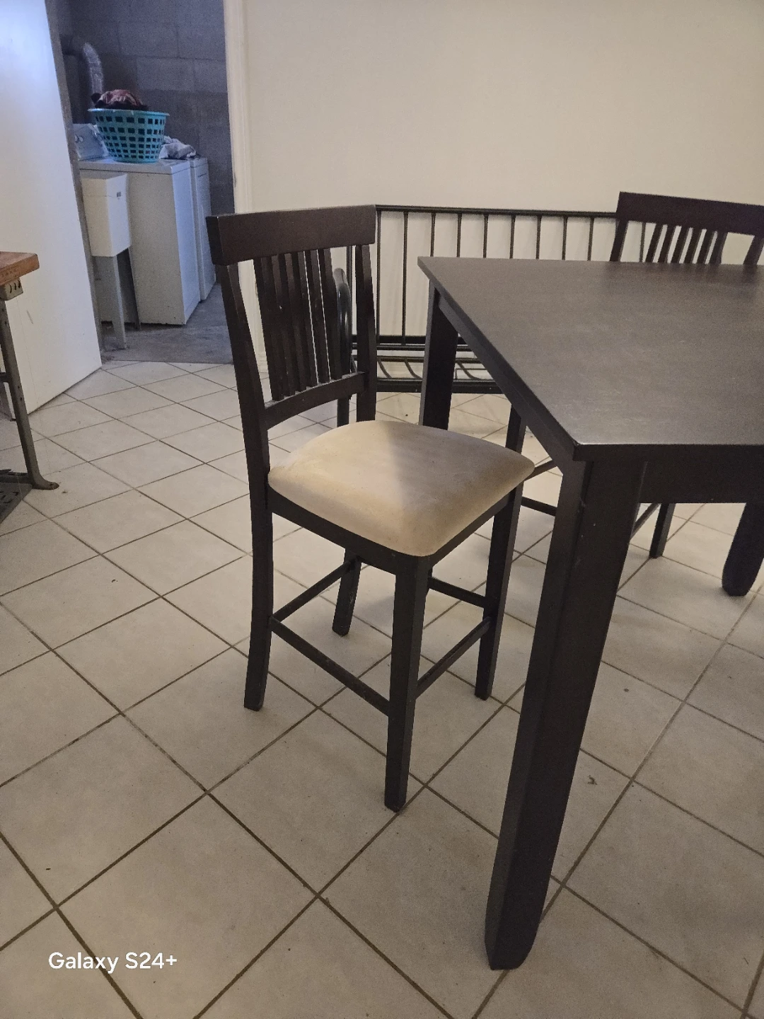 Dark Wood Counter Height Dining Set with 4 Chairs - photo 5