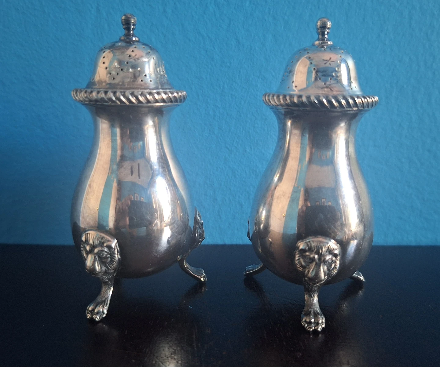 Pair of Antique Filled SilverShakers Made in England