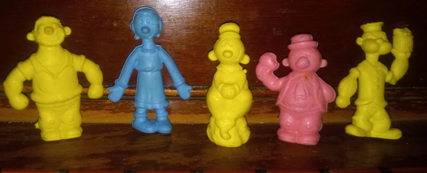 (5) Vintage 1980 Diener KFS Popeye & Friends Rubber Eraser Set