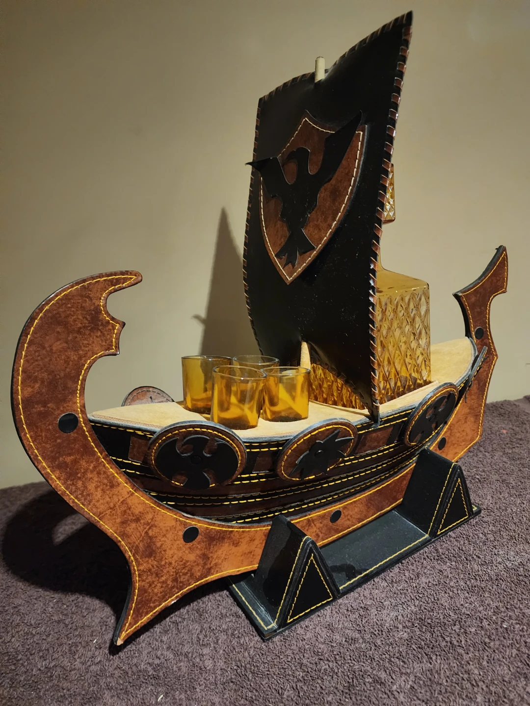 Viking Ship Decanter Set with Glasses