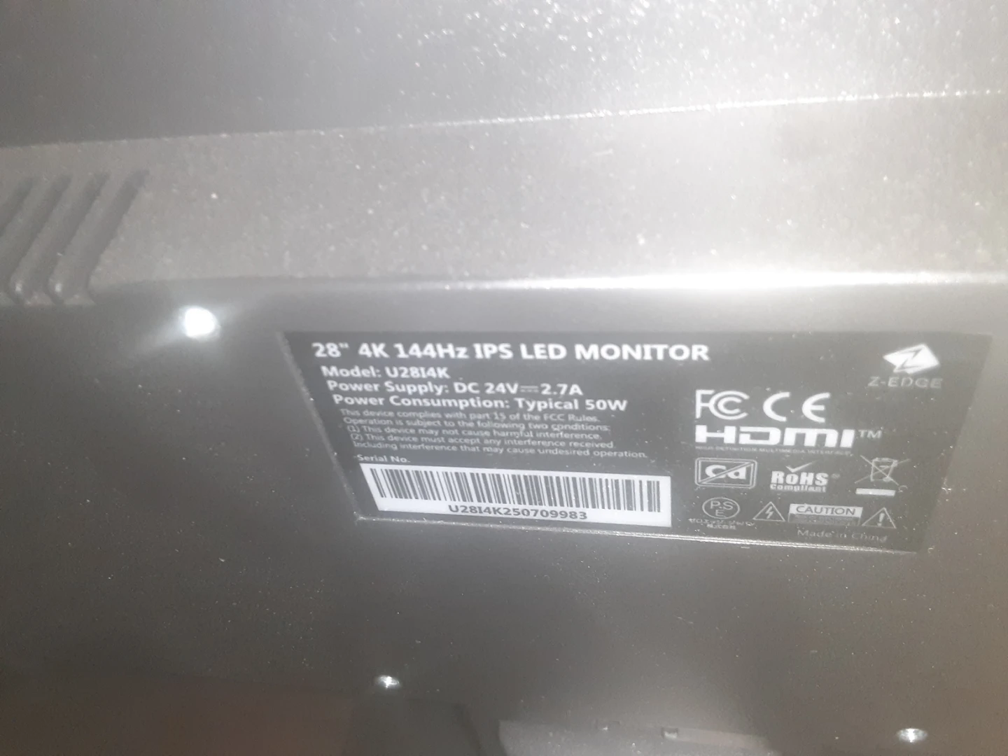 Z-Edge 28" 4K 144Hz IPS LED Monitor - photo 3
