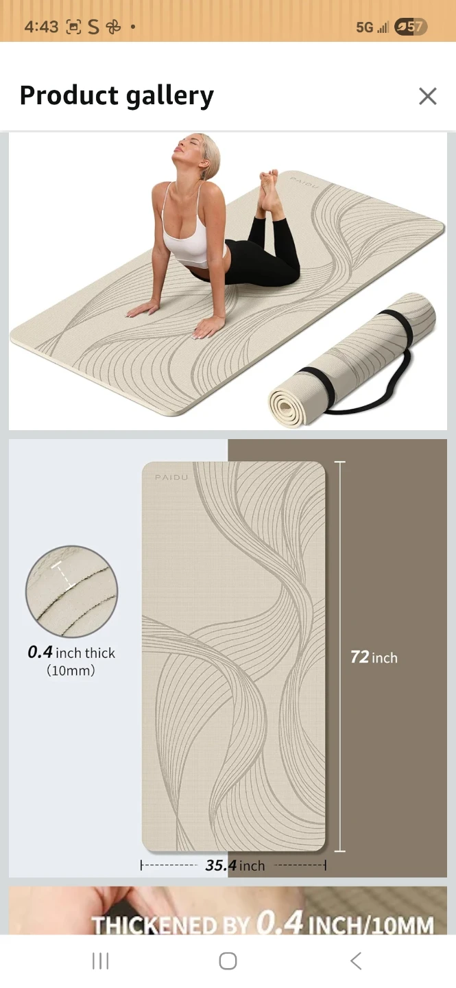 Yoga Mat - 72" x 35.4" x 0.4" Thick XL