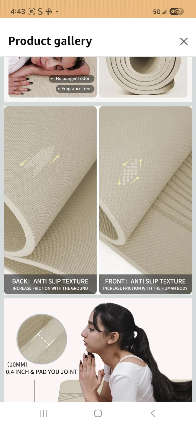 Yoga Mat - 72" x 35.4" x 0.4" Thick XL - photo 4