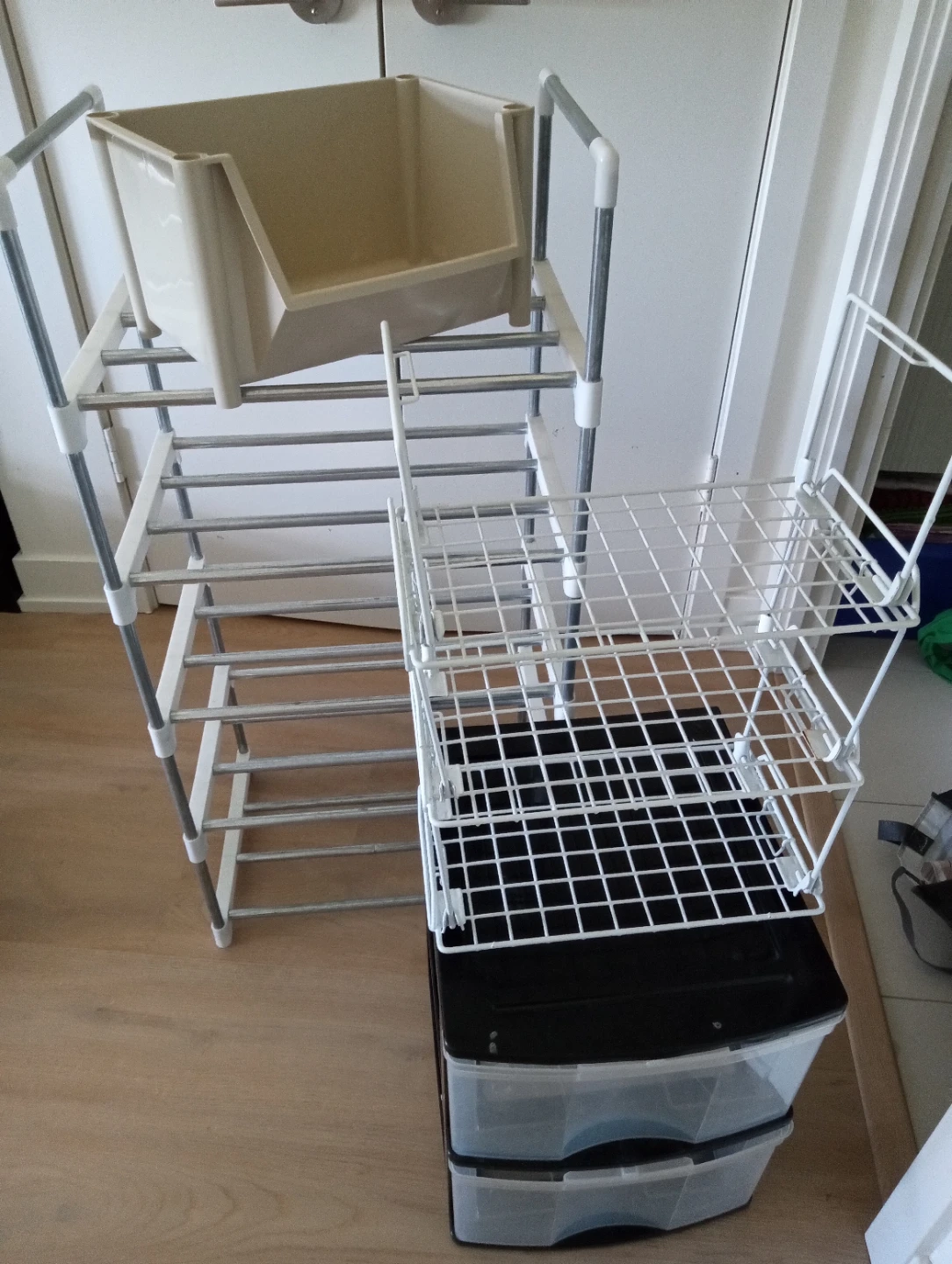 Storage Drawer, shoe shelf and dish tray bb $20.