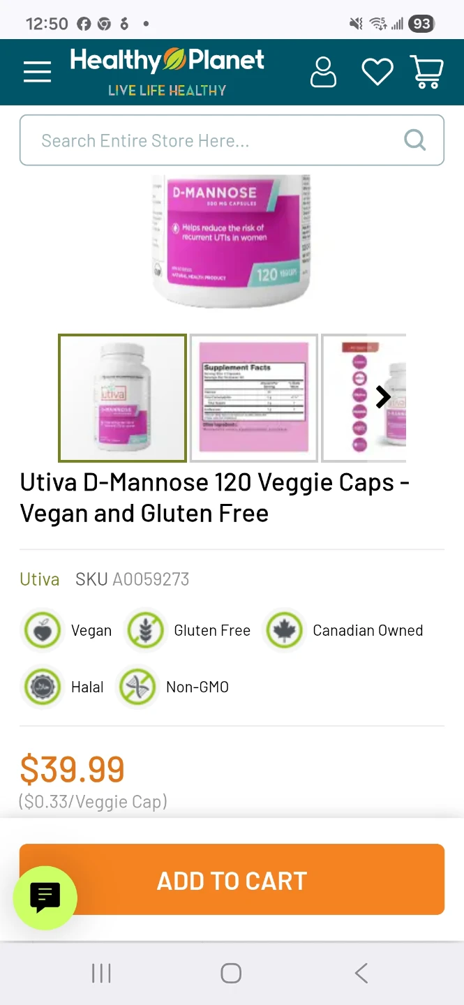 Brand New / Sealed Utiva D-Mannose 120 Vegicaps - photo 5