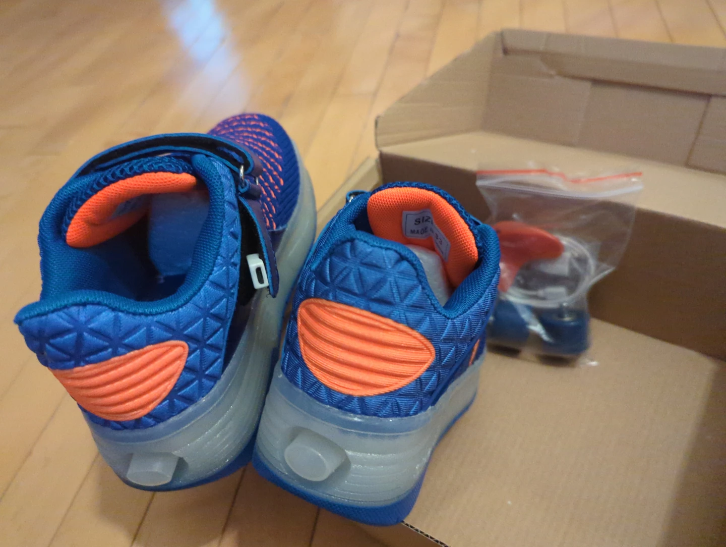 Blue and Orange Roller Shoes with Wheels size 2 youth - photo 3