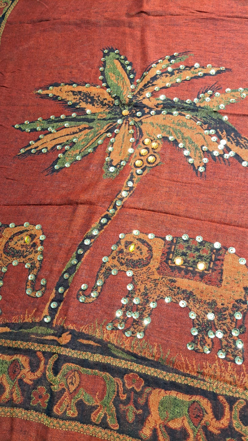 Decorative Shawl with Palm Tree and Elephants - photo 2