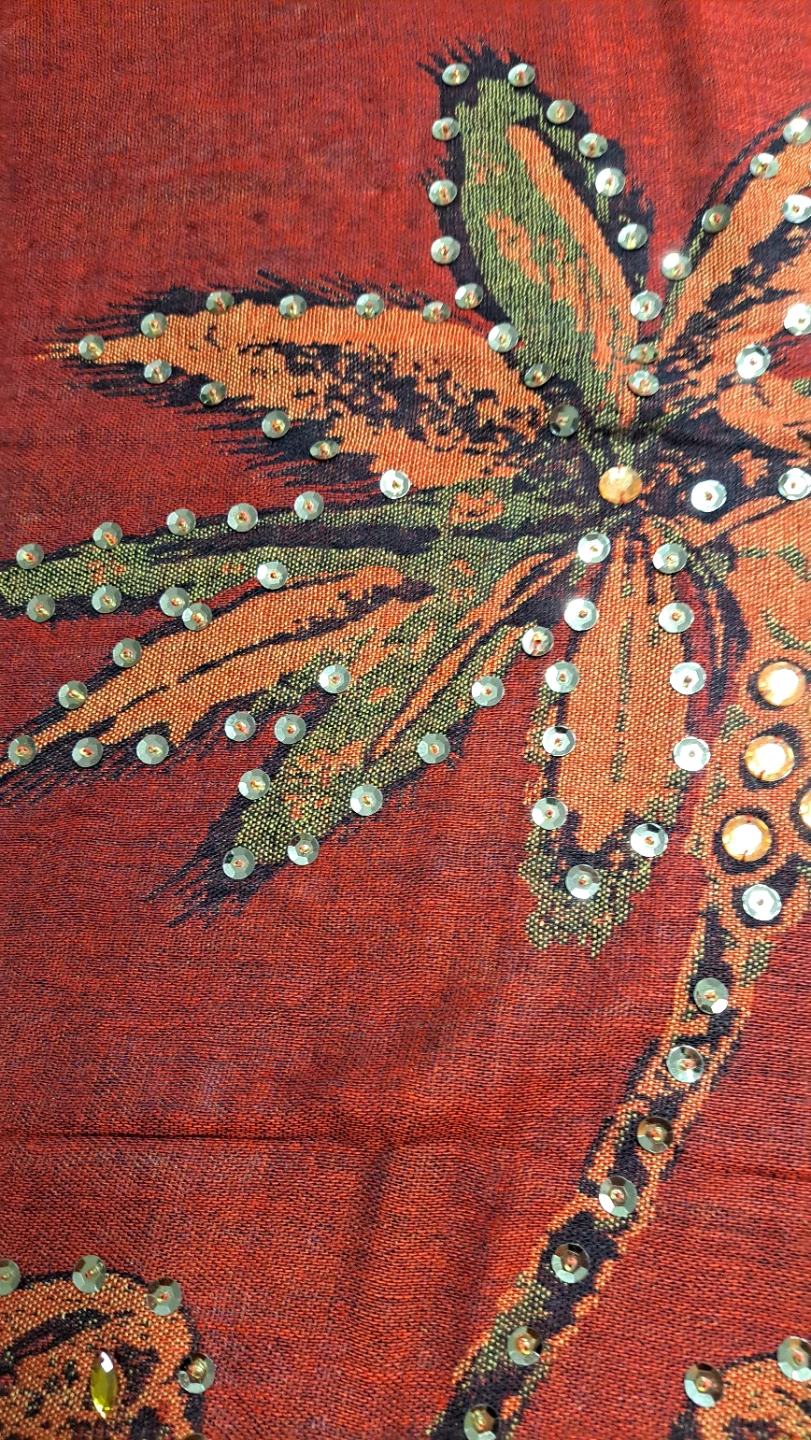 Decorative Shawl with Palm Tree and Elephants - photo 3