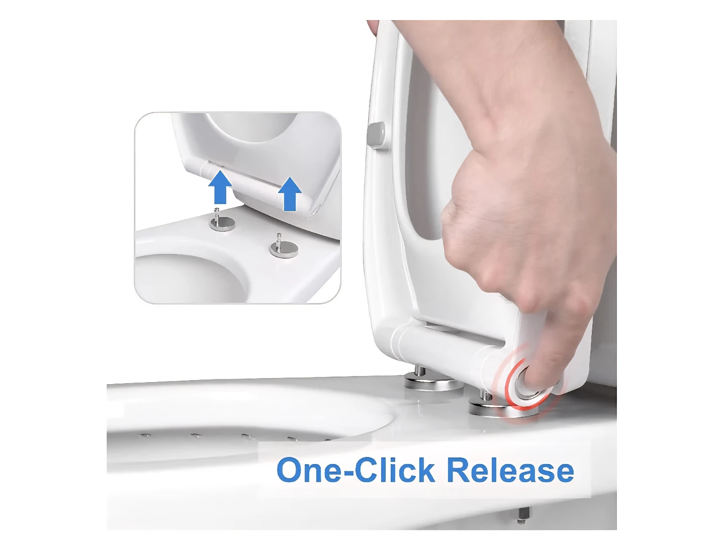 Elongated White Toilet Seat with One-Click Release - photo 4