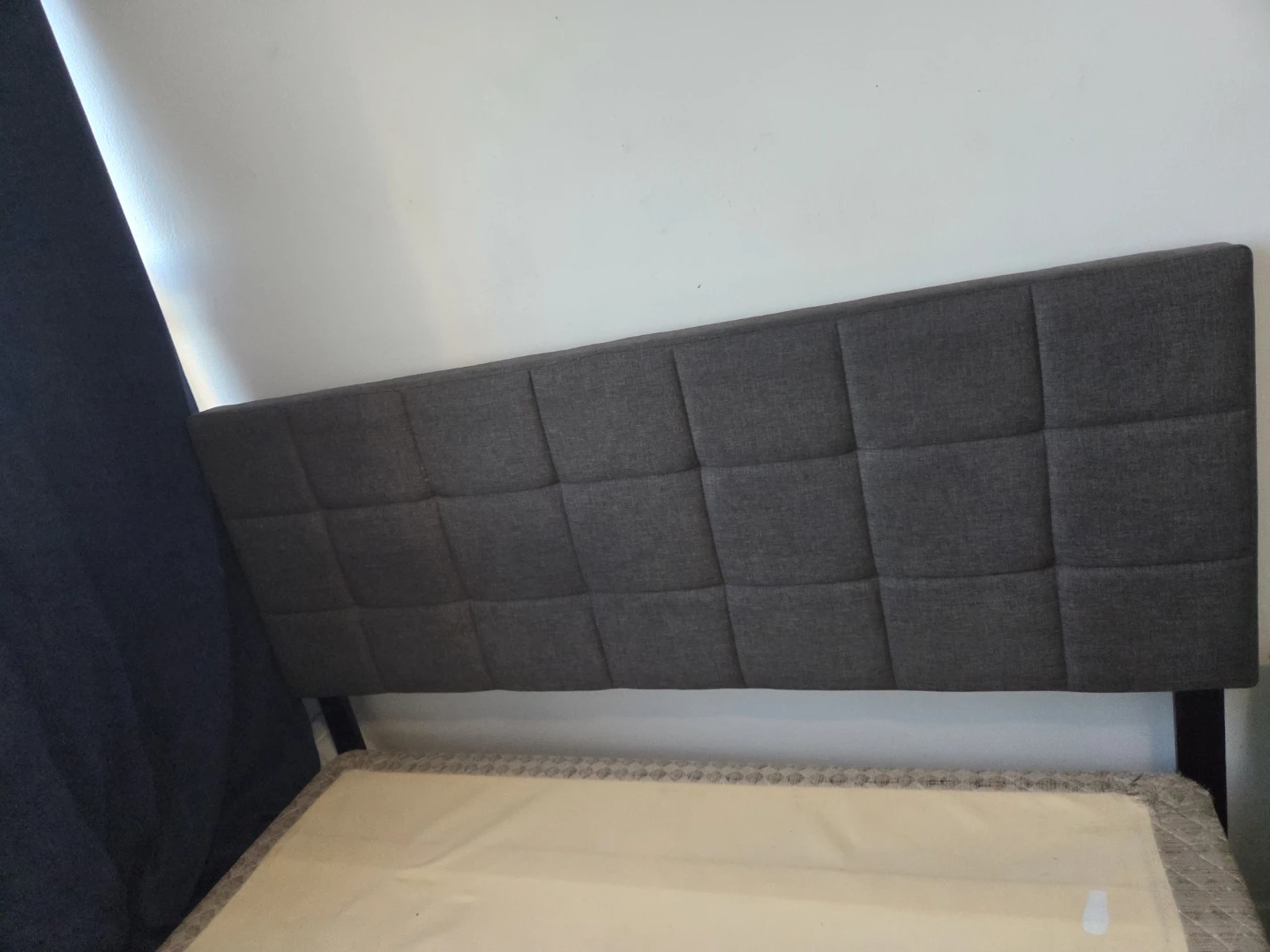 Grey Upholstered Headboard and Bed Frame - photo 2