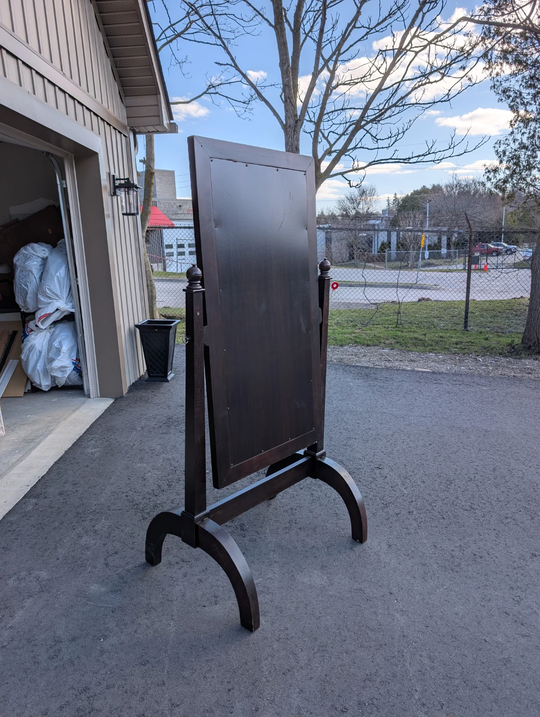 Dark Wood Standing Cheval Mirror - photo 2