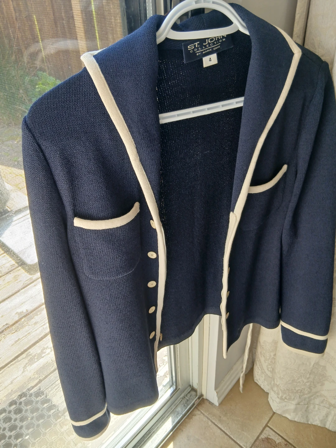St. John Collection Navy Blue Knit Jacket Size 4
