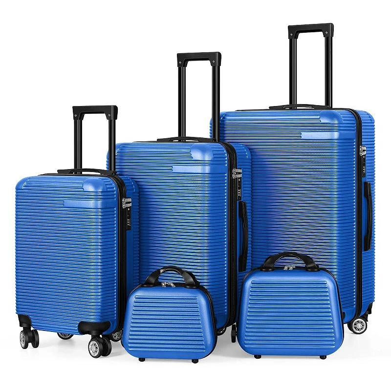 NEW In Box Blue 5Pc Hardside Luggage Set