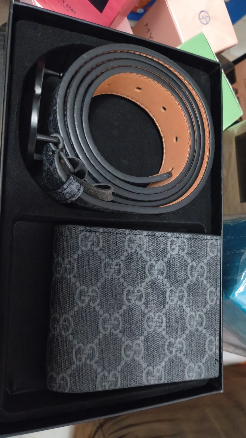 Gucci GG Monogram Belt and Wallet Set