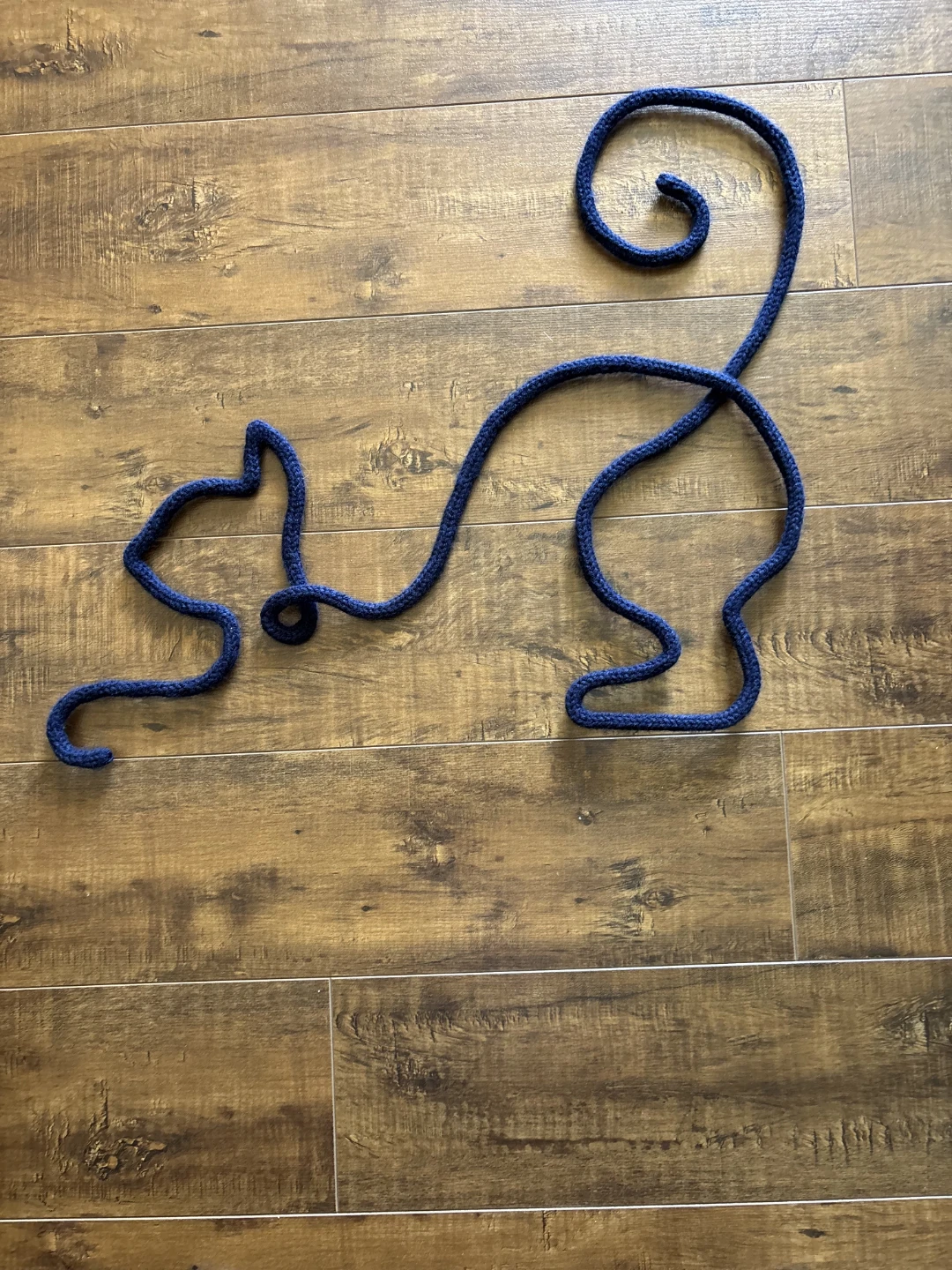 Dark Blue Cat Rope Silhouette Wall Art