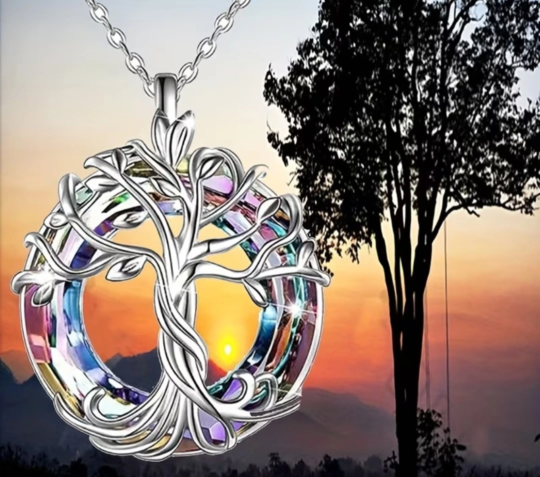 Rose Golden Winding Tree of Life Pendant Necklace - Purple Glass - photo 2