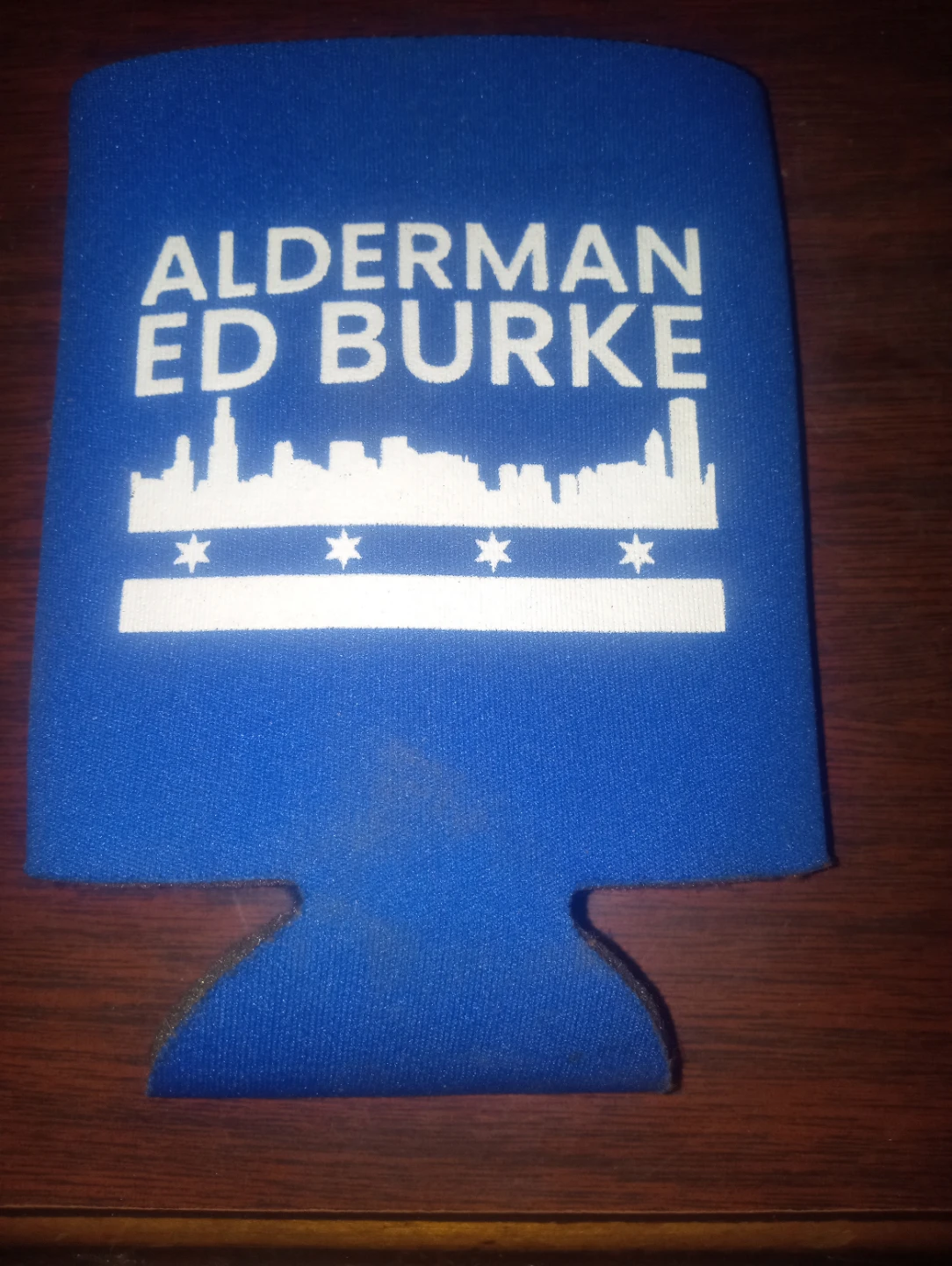 Blue Can Cooler Sleeve Alderman Ed Burke Chicago Skyline