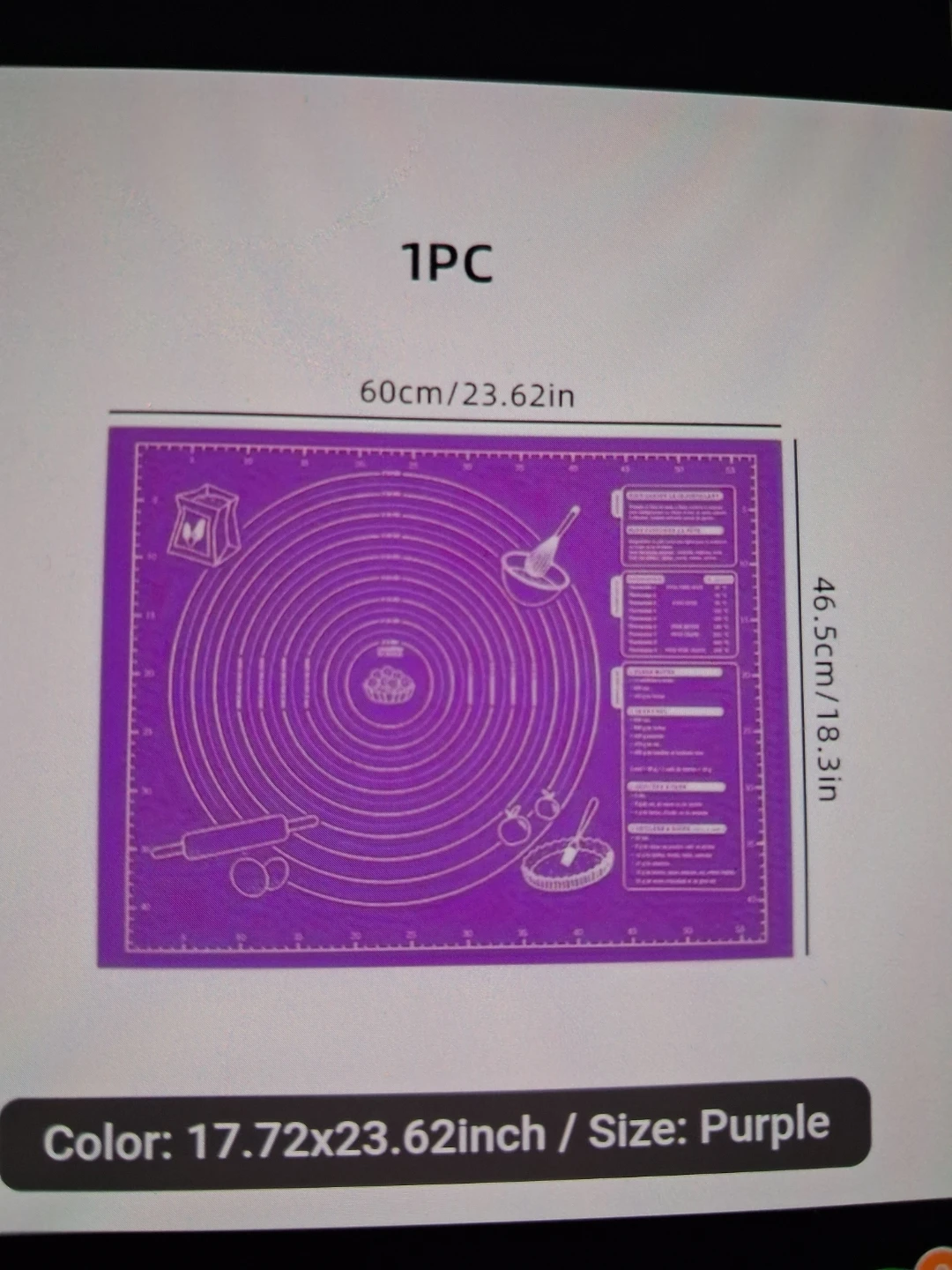 Purple Silicone Baking Mat 60cm x 46.5cm