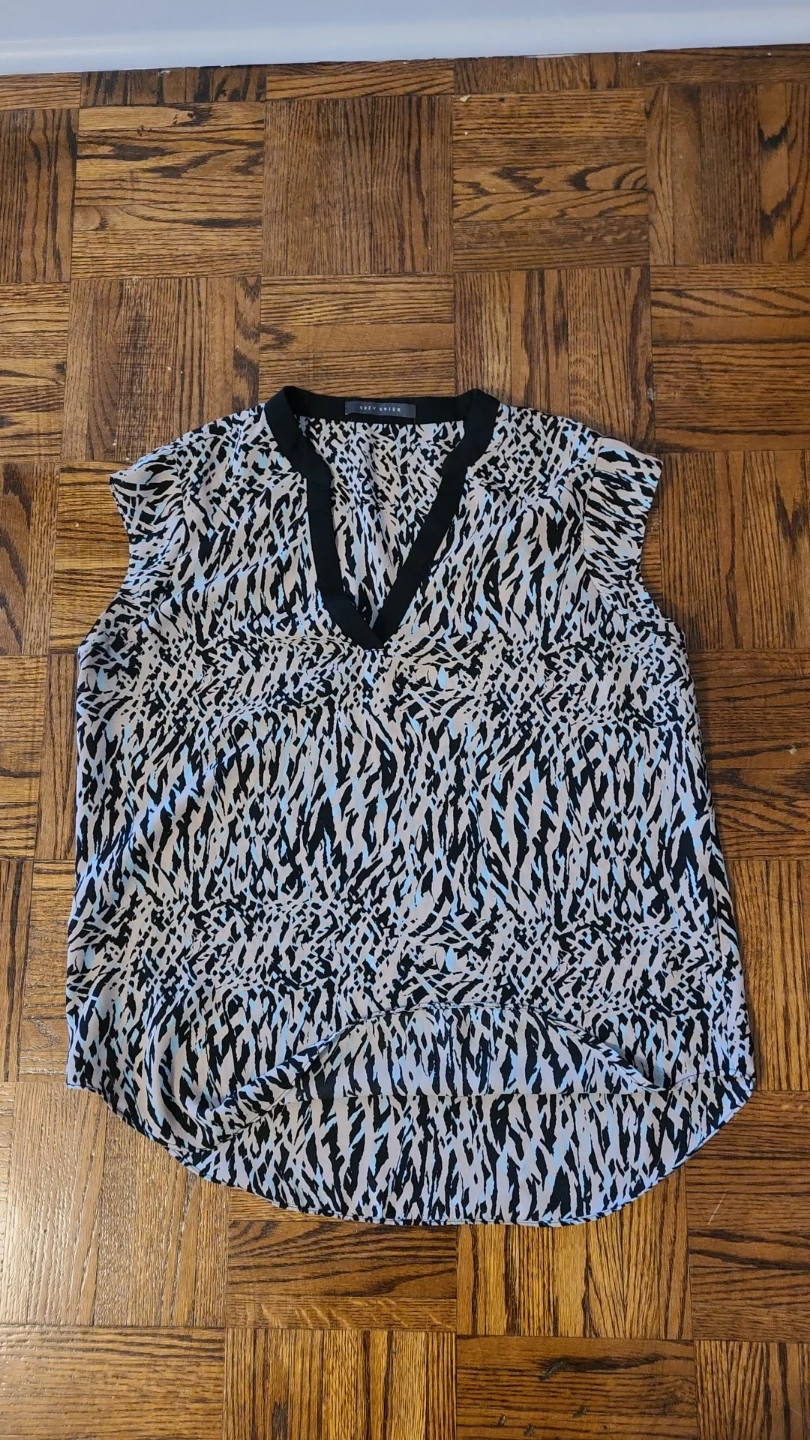 Suzy Shier Blouse - Black/White Animal Print