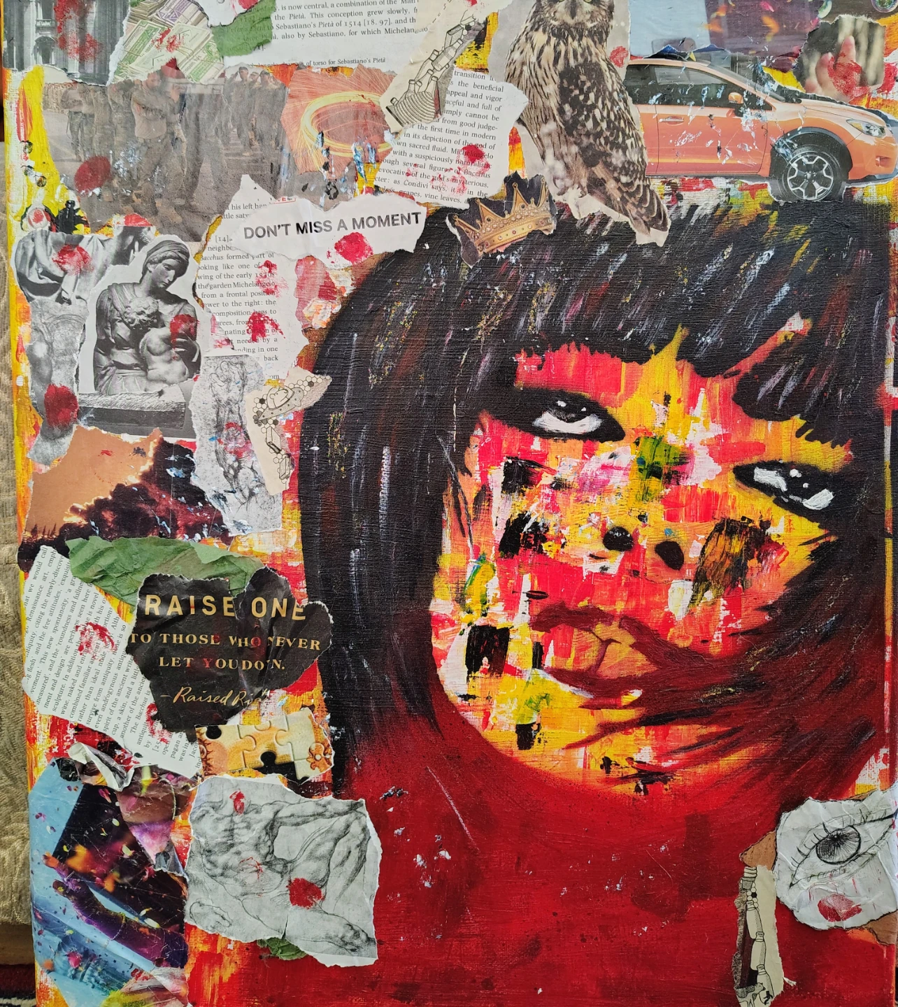 Original Mixed Media Collage Art Portrait