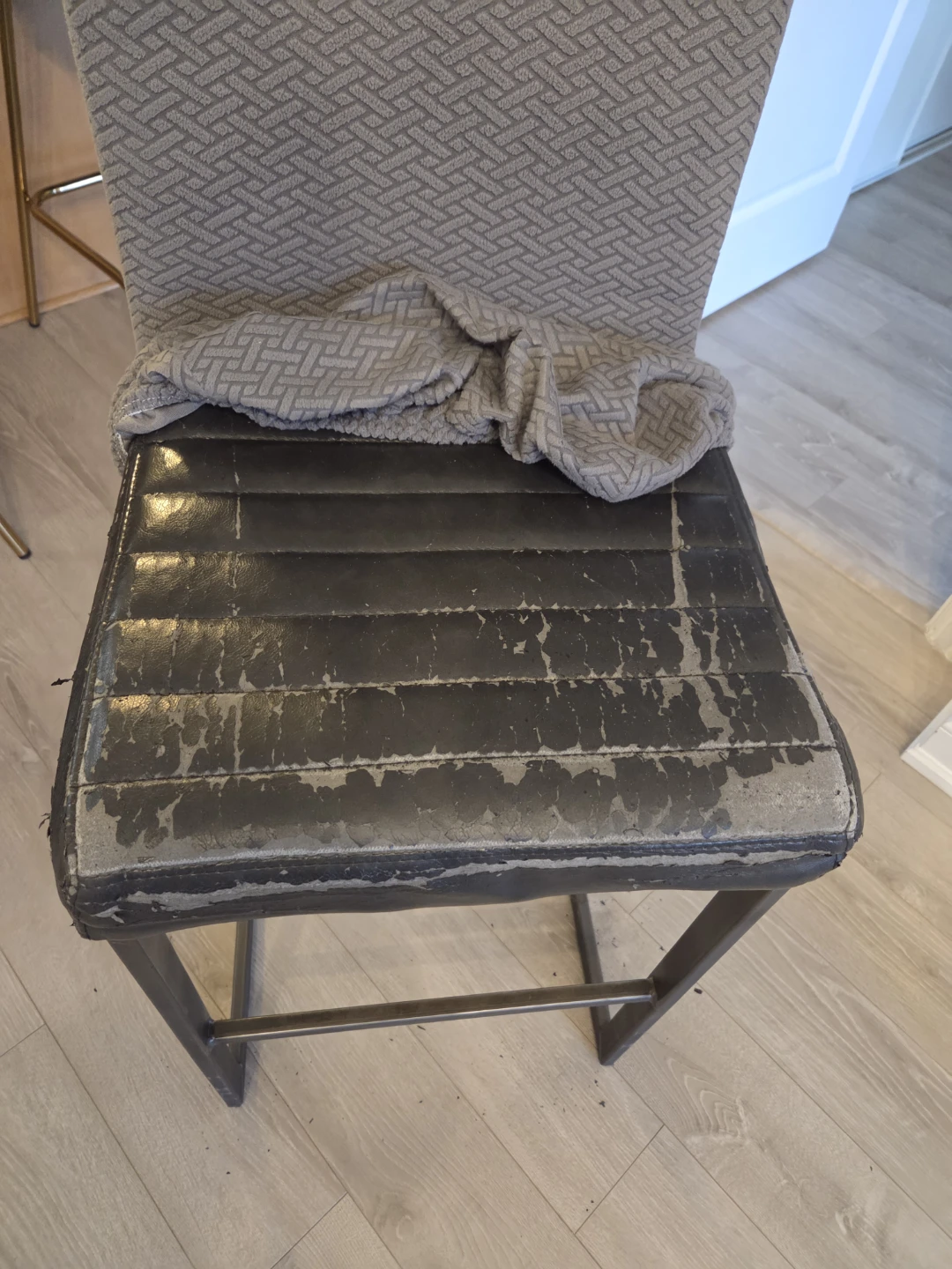Grey Bar Stool with Upholstered Seat - photo 2